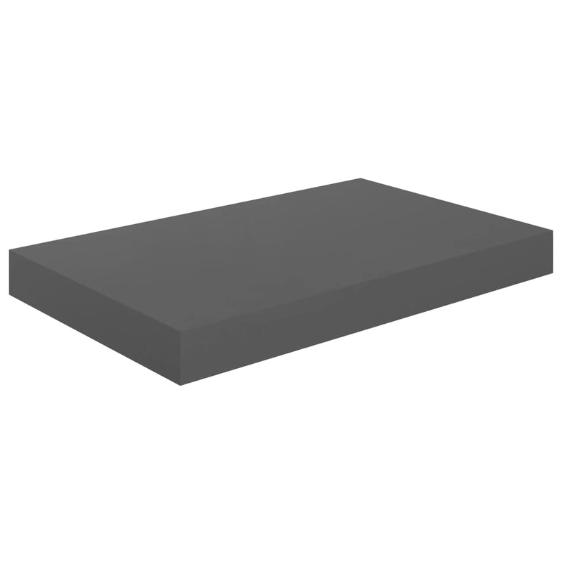 Schweberegale 4 Stk. Hochglanz-Grau 40x23x3,8 cm MDF