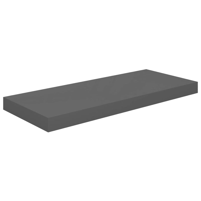 Schweberegale 2 Stk. Hochglanz-Grau 60x23,5x3,8 cm MDF