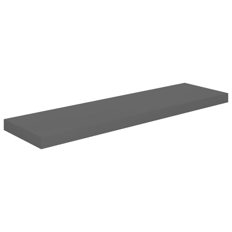 Schweberegale 2 Stk. Hochglanz-Grau 90x23,5x3,8 cm MDF