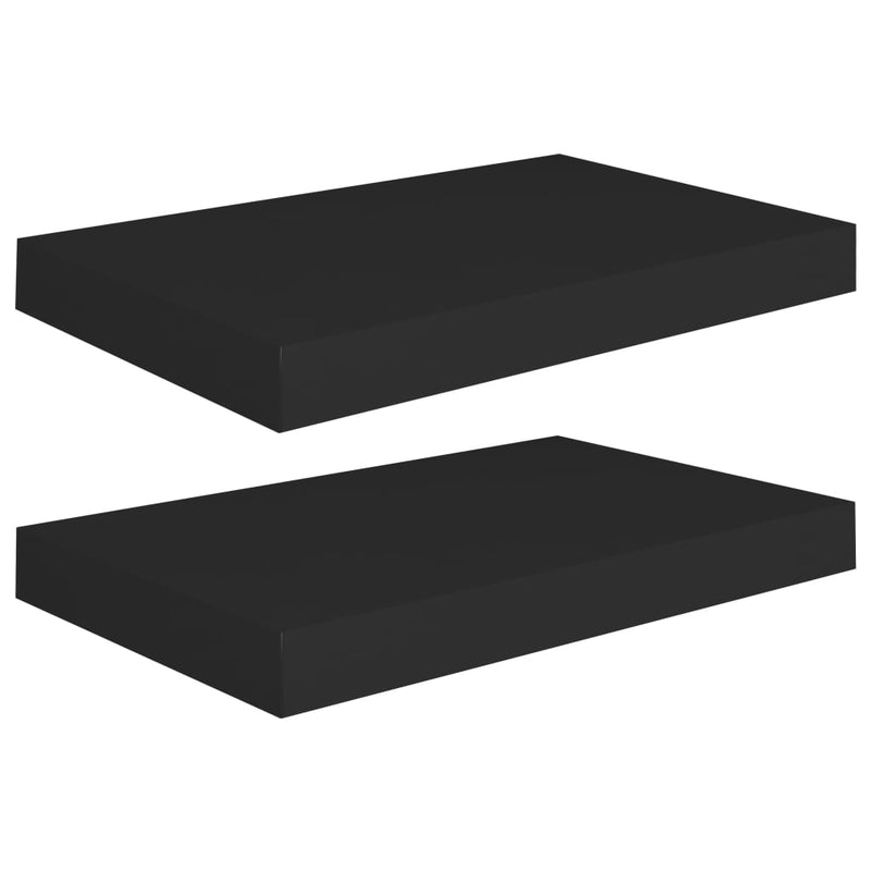 Schweberegale 2 Stk. Schwarz 40x23x3,8 cm MDF