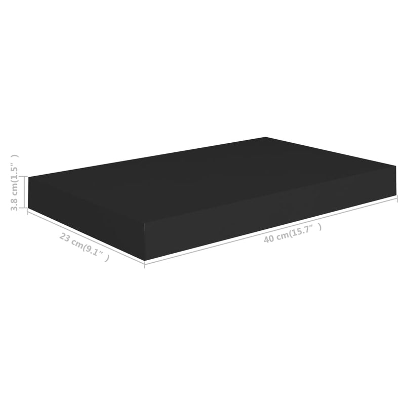 Schweberegale 2 Stk. Schwarz 40x23x3,8 cm MDF