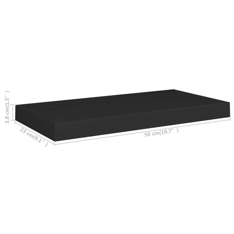 Schweberegale 2 Stk. Schwarz 50x23x3,8 cm MDF