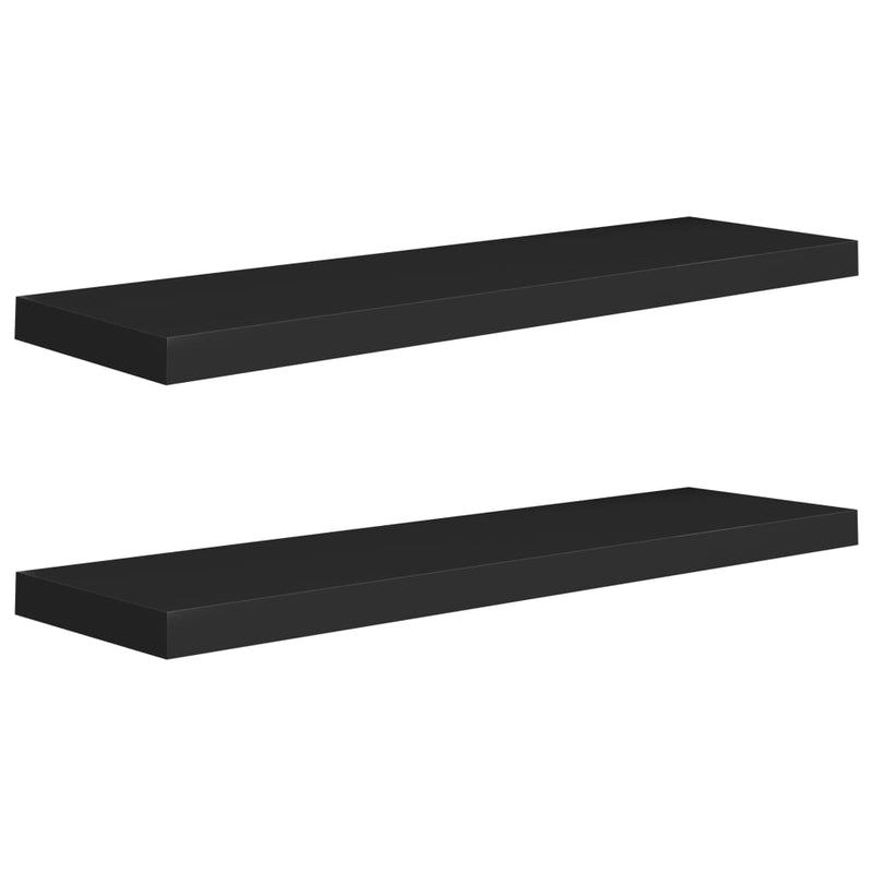 Schweberegale 2 Stk. Schwarz 90x23,5x3,8 cm MDF