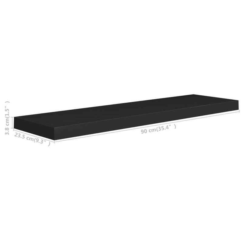 Schweberegale 4 Stk. Schwarz 90x23,5x3,8 cm MDF