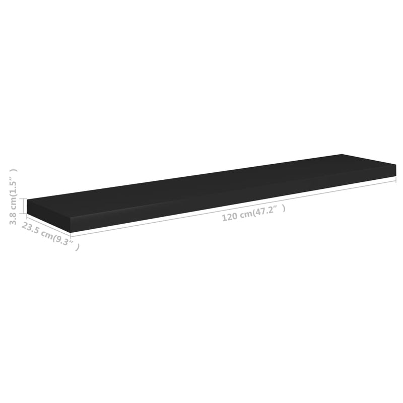 Schweberegale 2 Stk. Schwarz 120x23,5x3,8 cm MDF