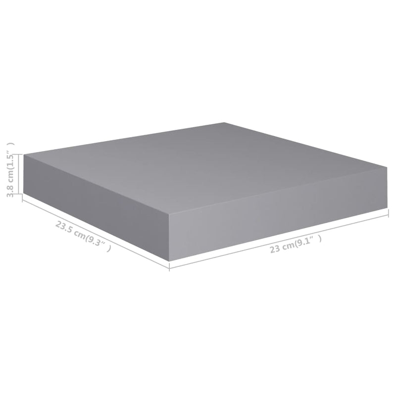 Schweberegale 2 Stk. Grau 23x23,5x3,8 cm MDF