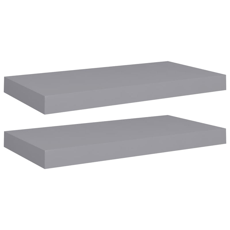 Schweberegale 2 Stk. Grau 50x23x3,8 cm MDF