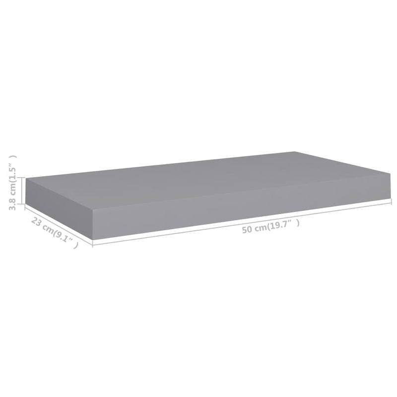 Schweberegale 2 Stk. Grau 50x23x3,8 cm MDF