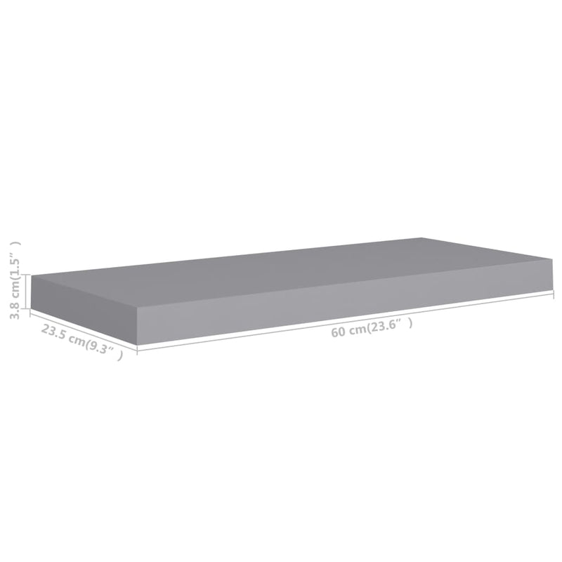 Schweberegale 4 Stk. Grau 60x23,5x3,8cm MDF