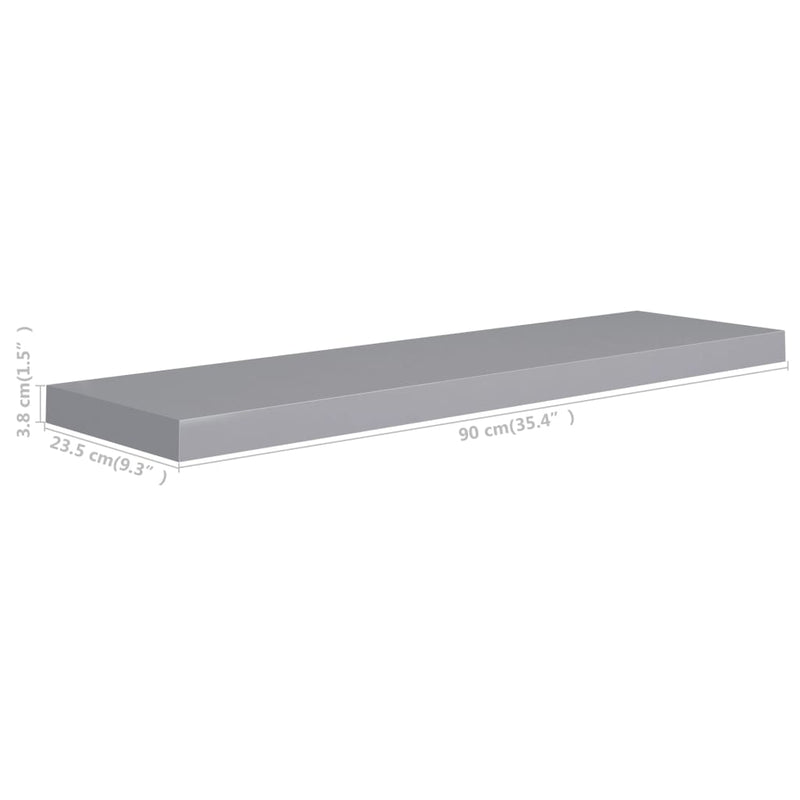 Schwebende Wandregale 4 Stk. Grau 90x23,5x3,8cm MDF