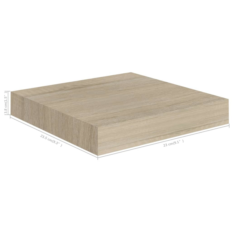 Schwebende Wandregale 2 Stk. Eichefarben 23x23,5x3,8cm MDF