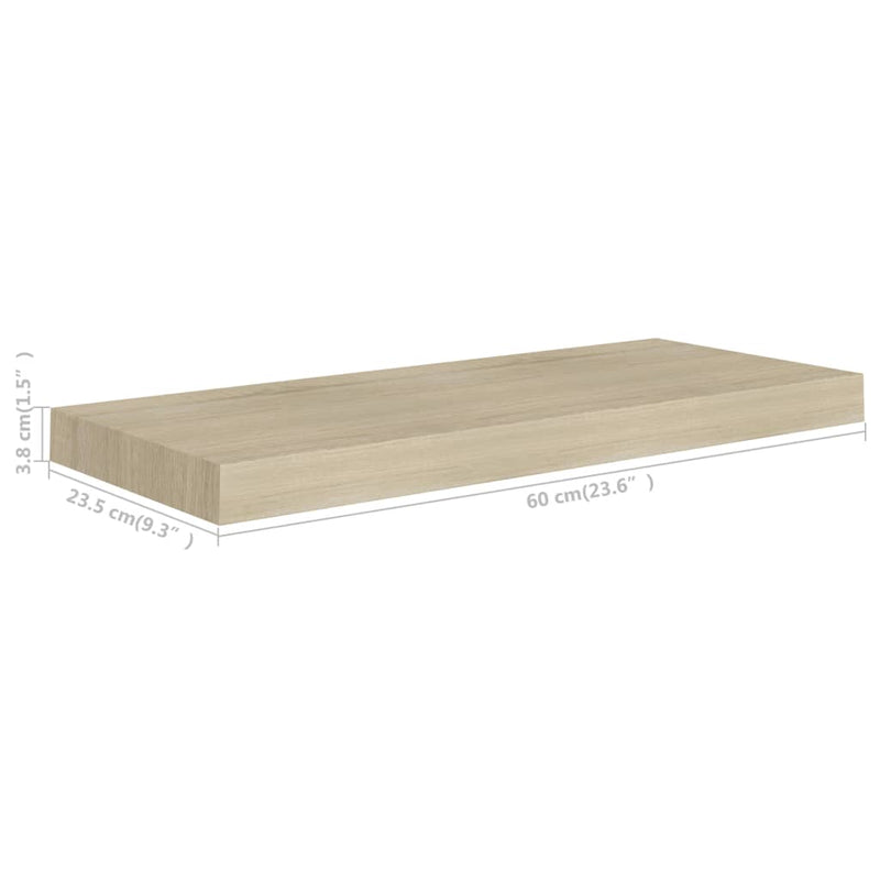 Schwebende Wandregale 4 Stk. Eichefarben 60x23,5x3,8cm MDF