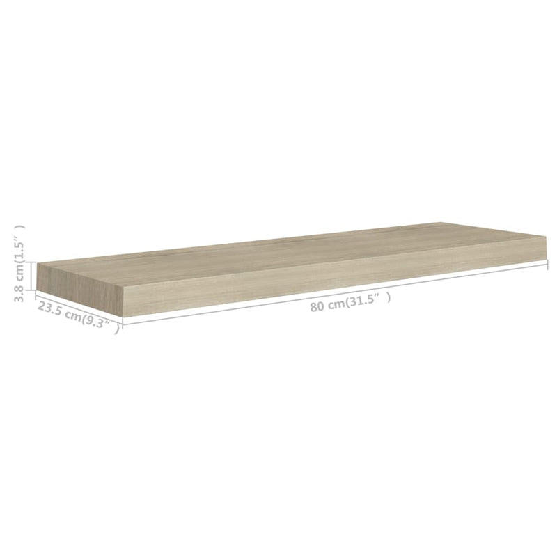 Schweberegal Eiche-Optik 80x23,5x3,8 cm MDF