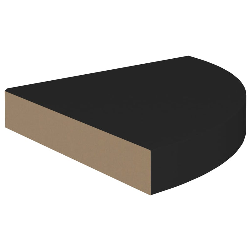 Eck-Schweberegale 2 Stk. Schwarz 25x25x3,8 cm MDF