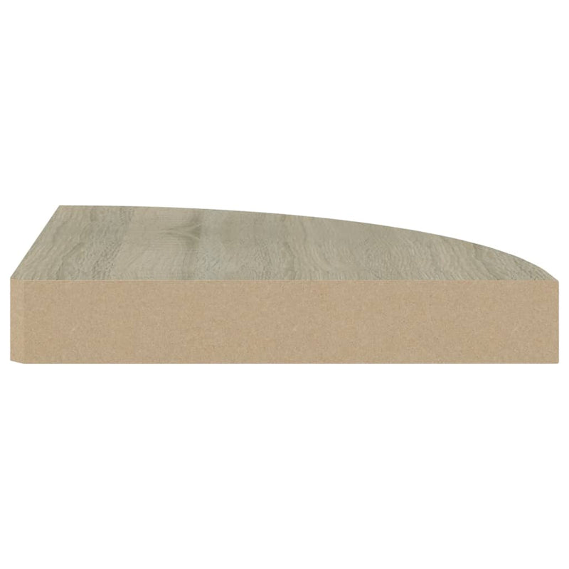 Eck-Schweberegale 2 Stk. Eichen-Optik 25x25x3,8 cm MDF