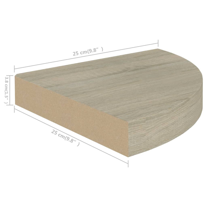 Eck-Schweberegale 2 Stk. Eichen-Optik 25x25x3,8 cm MDF