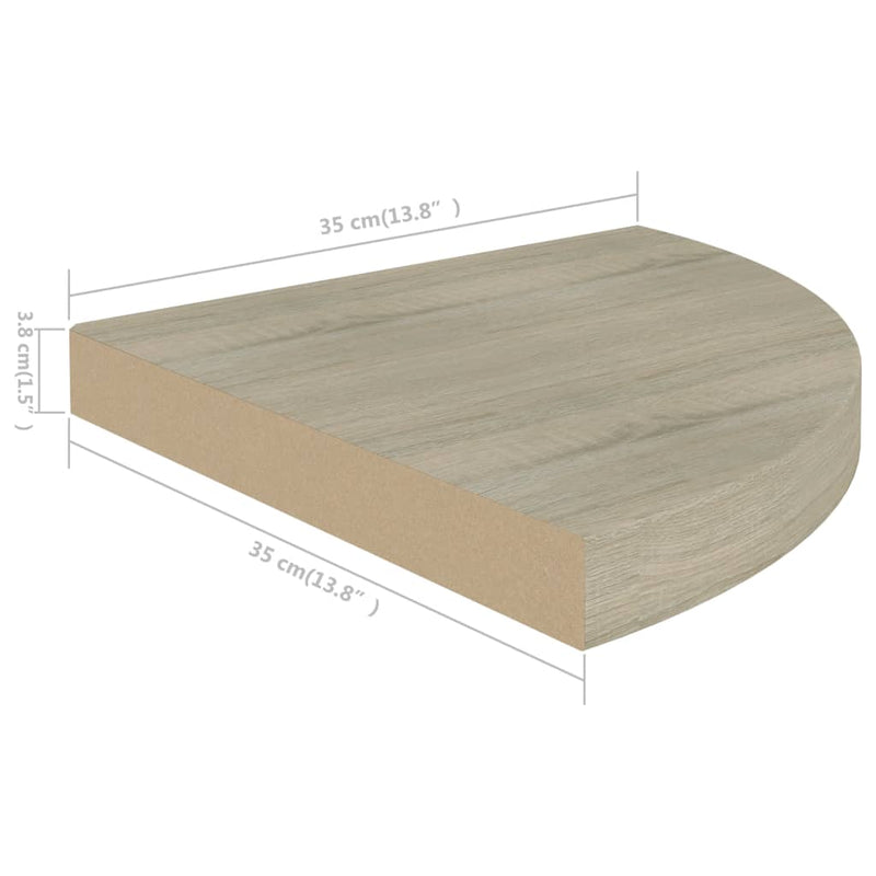 Eck-Schweberegale 2 Stk. Eichen-Optik 35x35x3,8 cm MDF