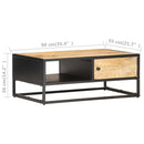 Couchtisch Mit Geschnitzter Tür 90X55X36 Cm Raues Mangoholz