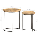 2-Tlg. Couchtisch-Set Massivholz Mango Und Stahl
