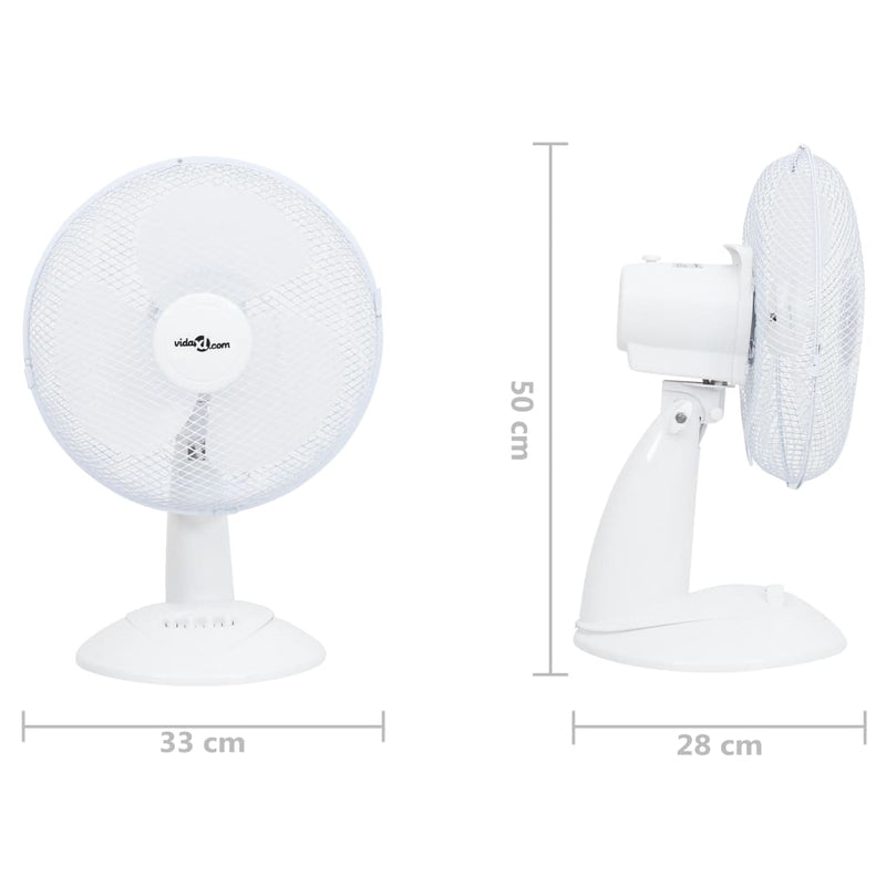 Tischventilator 3 Geschwindigkeiten 30 cm 40 W Weiß