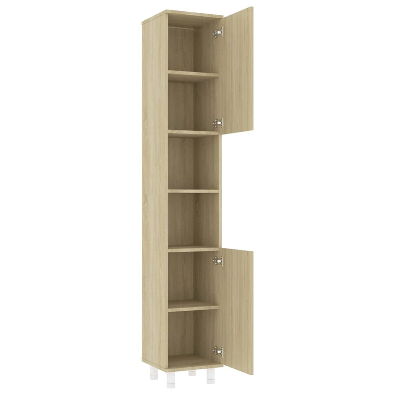 Badezimmerschrank Sonoma-Eiche 30x30x179 cm Holzwerkstoff