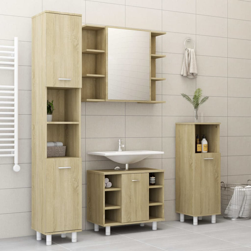 Badezimmerschrank Sonoma-Eiche 30x30x179 cm Holzwerkstoff