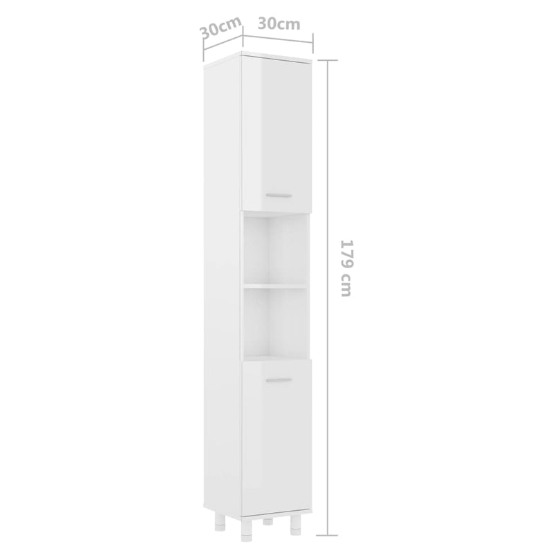 Badezimmerschrank Hochglanz-Weiß 30x30x179 cm Holzwerkstoff