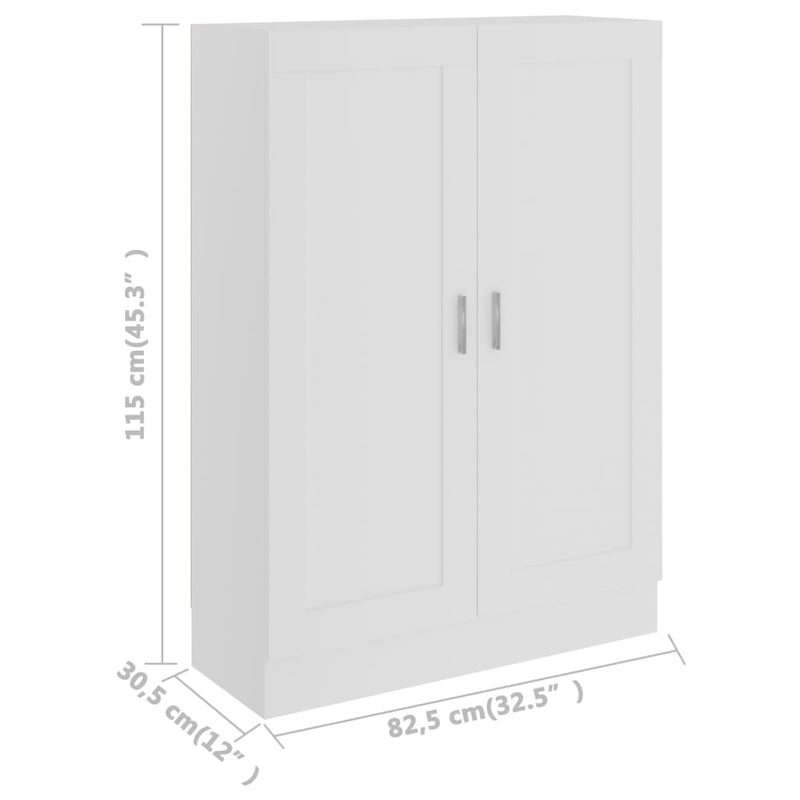 Bücherschrank Weiß 82,5x30,5x115 cm Holzwerkstoff