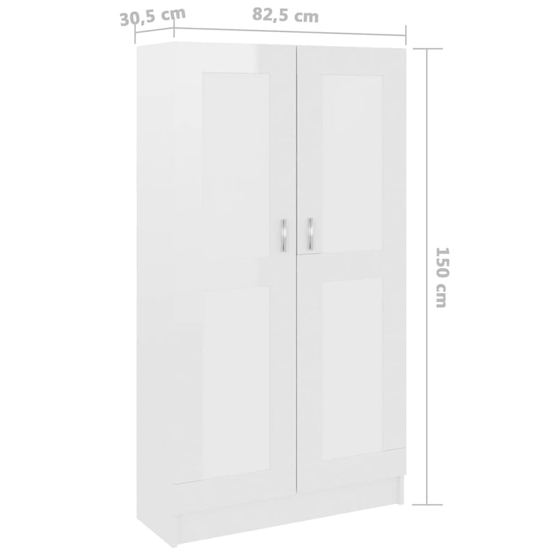 Bücherschrank Hochglanz-Weiß 82,5x30,5x150 cm Holzwerkstoff