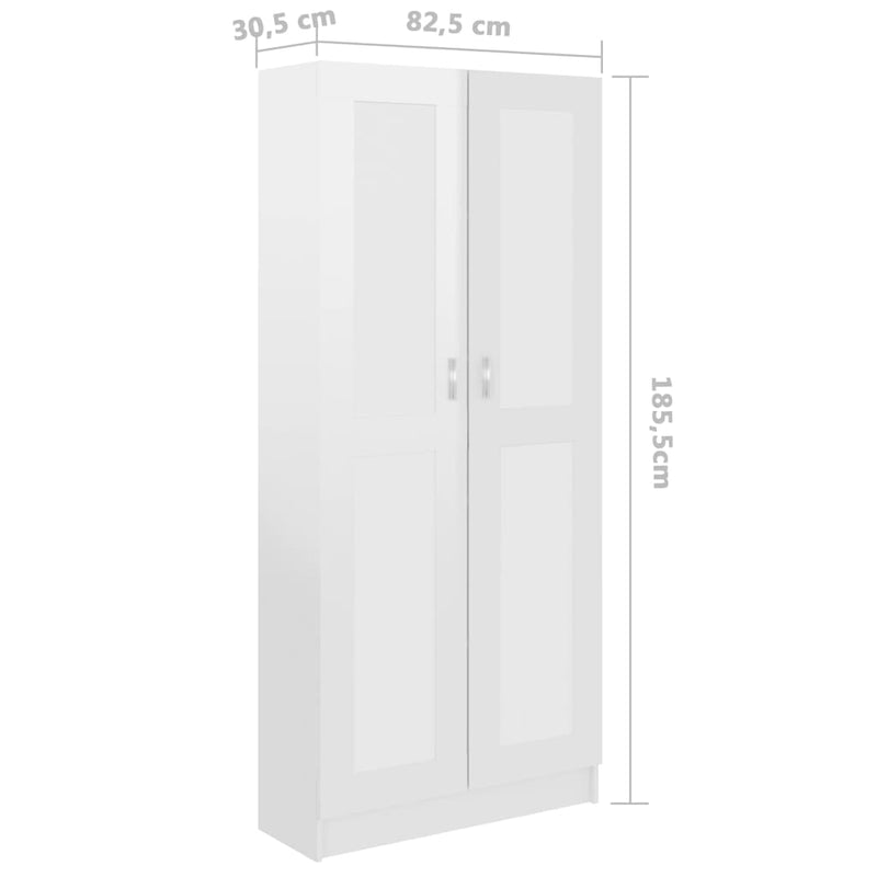 Bücherschrank Hochglanz-Weiß 82,5x30,5x185,5 cm Holzwerkstoff