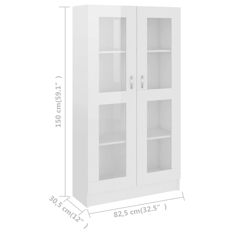 Vitrinenschrank Hochglanz-Weiß 82,5x30,5x150 cm Holzwerkstoff