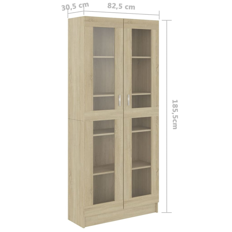 Vitrinenschrank Sonoma-Eiche 82,5x30,5x185,5 cm Holzwerkstoff