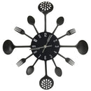 Wanduhr Mit Löffel Und Gabel Design Schwarz 40 Cm Aluminium