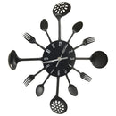Wanduhr Mit Löffel Und Gabel Design Schwarz 40 Cm Aluminium