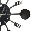 Wanduhr Mit Löffel Und Gabel Design Schwarz 40 Cm Aluminium