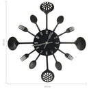 Wanduhr Mit Löffel Und Gabel Design Schwarz 40 Cm Aluminium