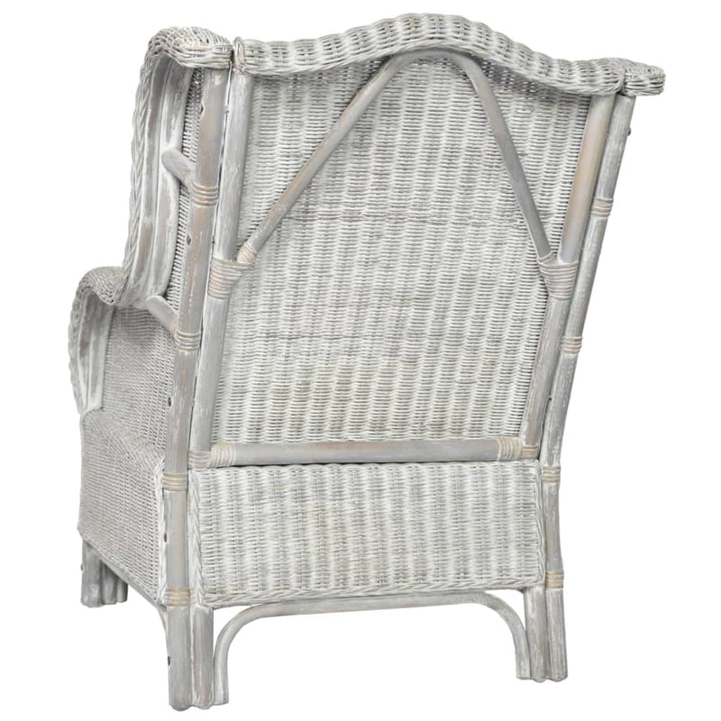 Sessel Mit Kissen Natürliches Rattan Und Leinen