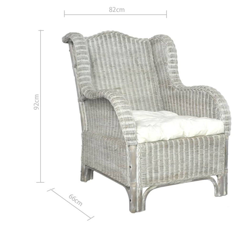 Sessel Mit Kissen Natürliches Rattan Und Leinen