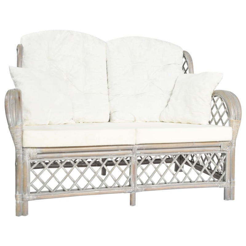 2-Sitzer-Sofa Grau Rattan