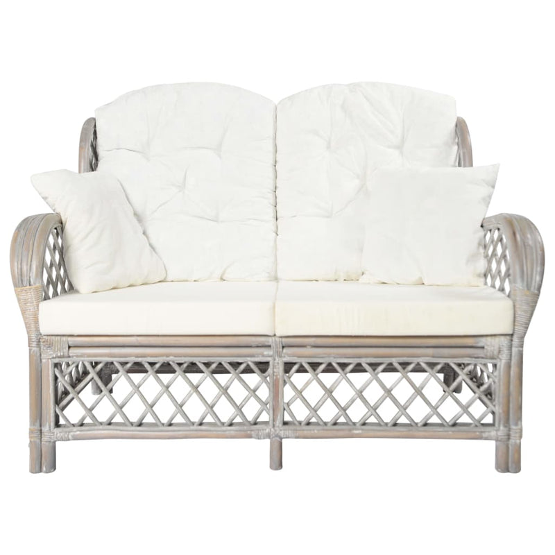 2-Sitzer-Sofa Grau Rattan