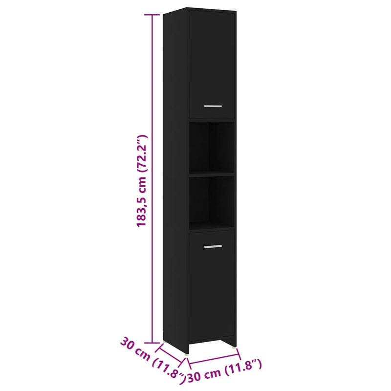 4-tlg. Badmöbel-Set Schwarz Holzwerkstoff