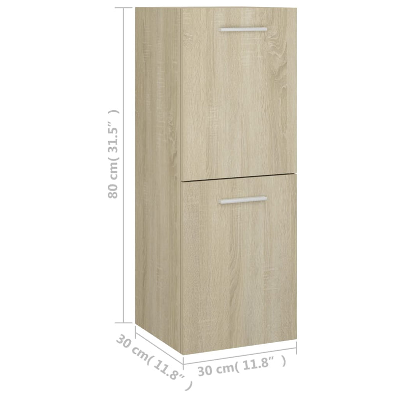 Badezimmerschrank Sonoma-Eiche 30x30x80 cm Holzwerkstoff