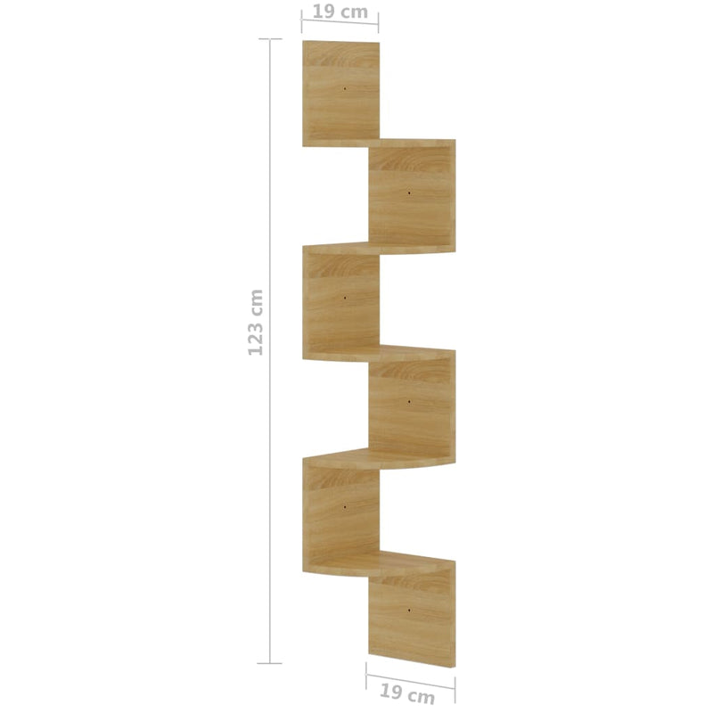 Wand-Eckregal Sonoma-Eiche 19x19x123 cm Holzwerkstoff