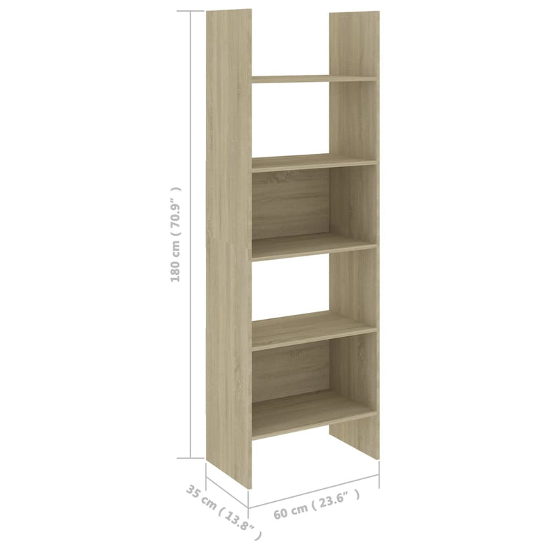 Bücherregal Sonoma-Eiche 60x35x180 cm Holzwerkstoff