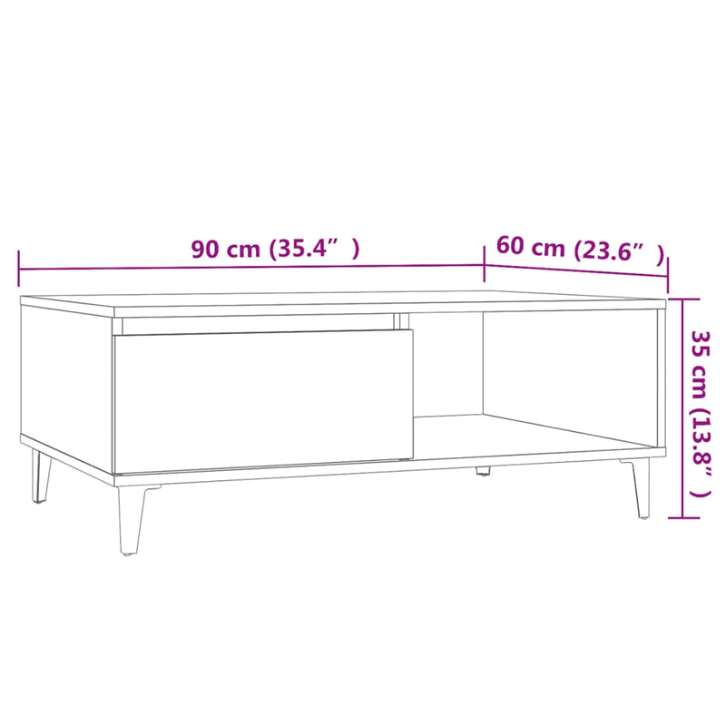 Couchtisch Betongrau 90x60x35 cm Holzwerkstoff