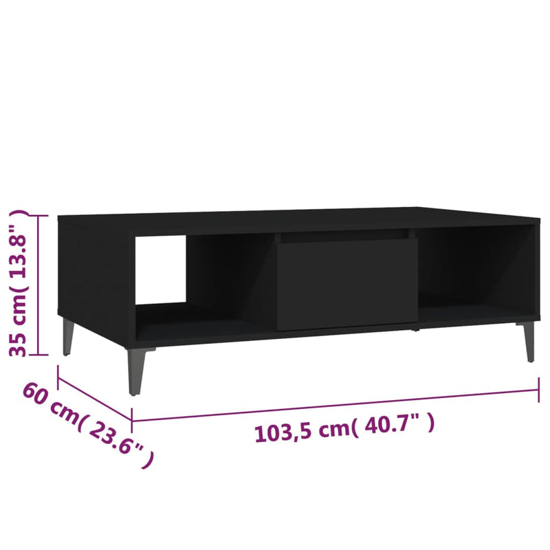 Couchtisch Schwarz 103,5x60x35 cm Holzwerkstoff