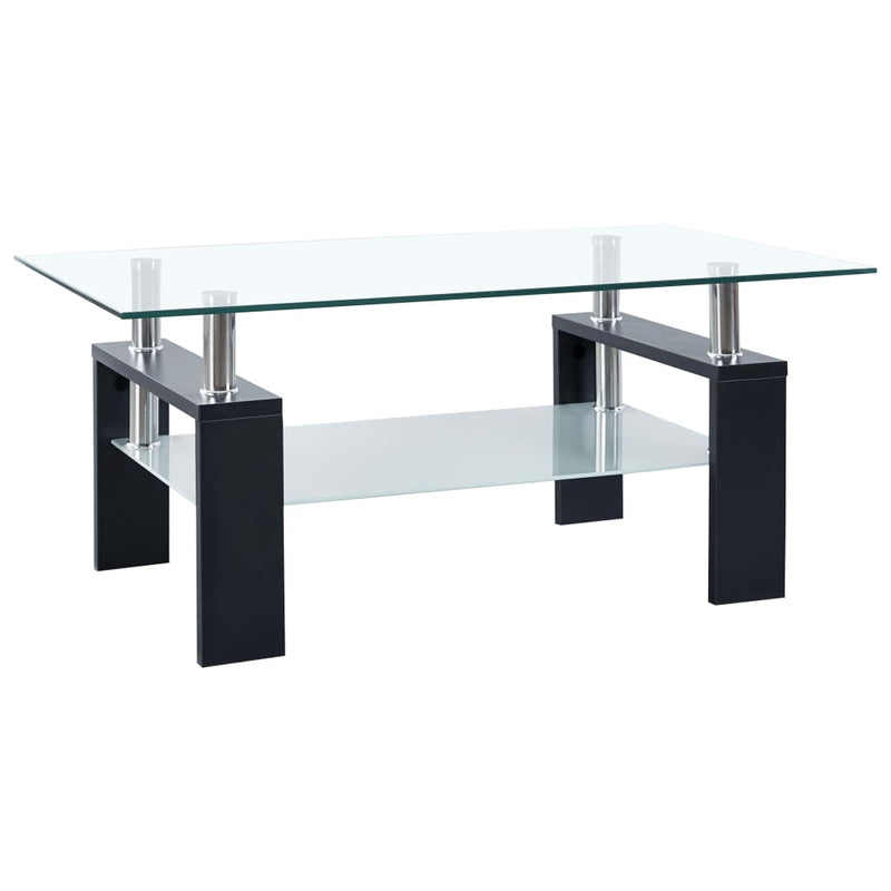 Couchtisch Schwarz Transparent 95x55x40 cm Hartglas