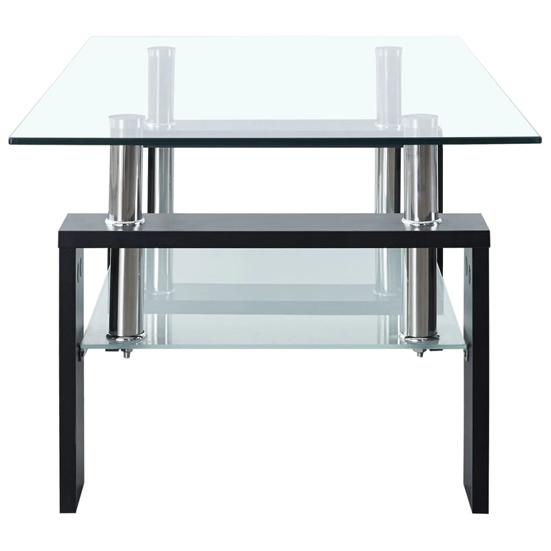 Couchtisch Schwarz Transparent 95x55x40 cm Hartglas