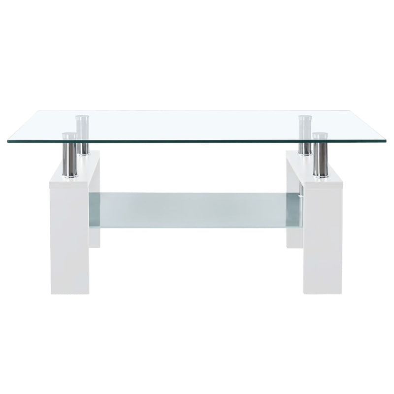 Couchtisch Weiß Transparent 95x55x40 cm Hartglas