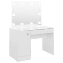 Schminktisch Led-Beleuchtung 110X55X145 Cm Mdf Glänzendes Weiß